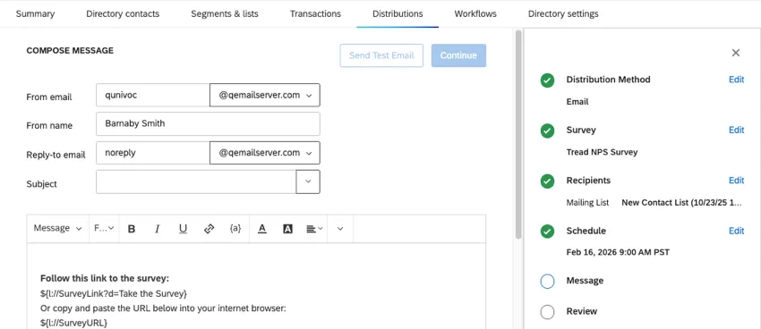 image of email editor in XM directory