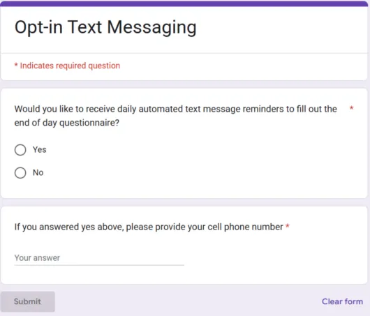 the image shows a form that asks for permission and a phone number, but does not describe the brand name or give any disclosures