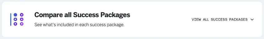 long tile saying you can compare success packages, with a button to expand