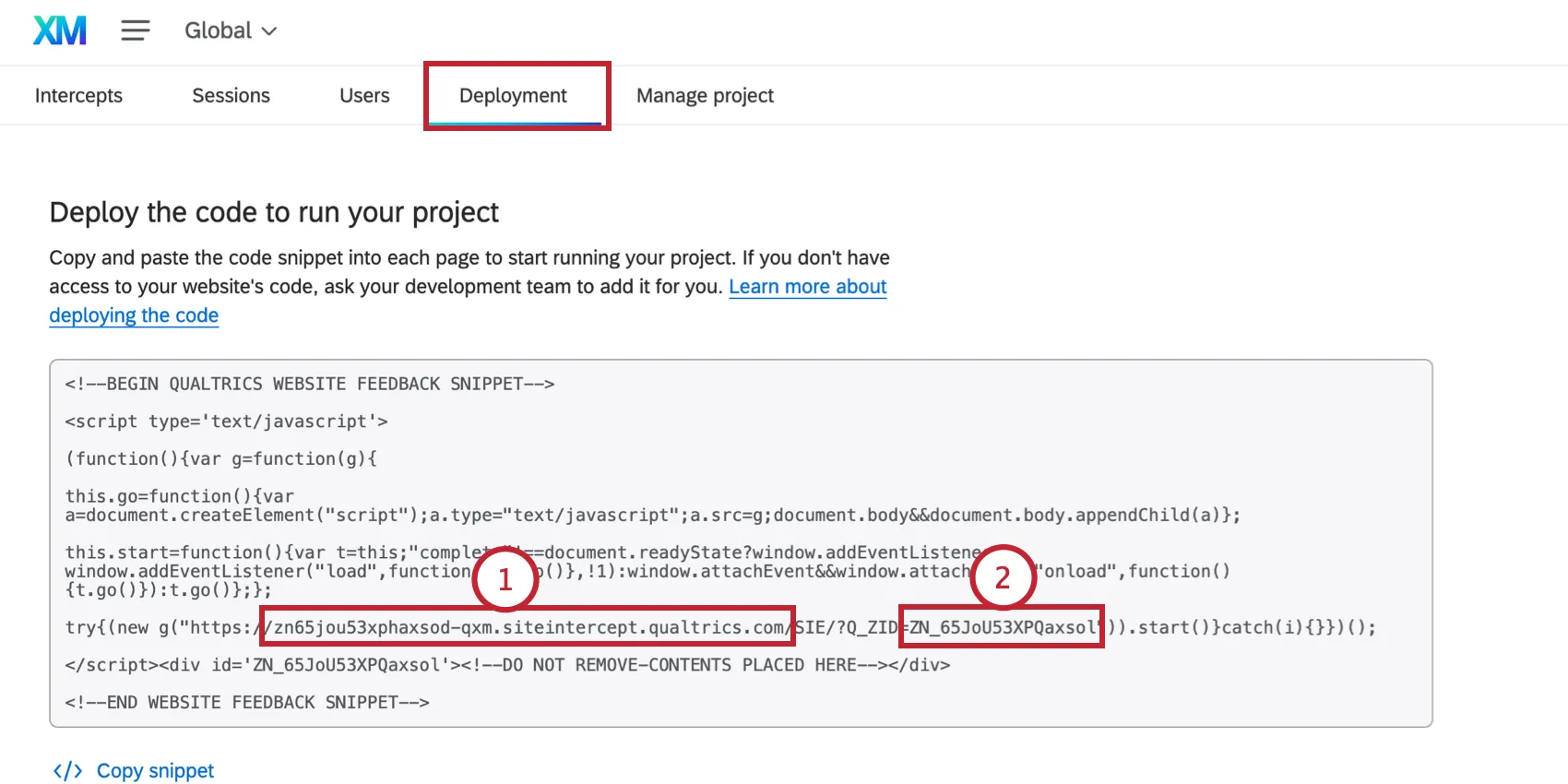 finding ids in the deployment code