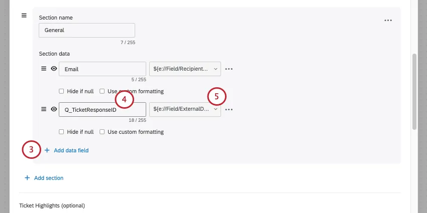 adding ticket response ID data