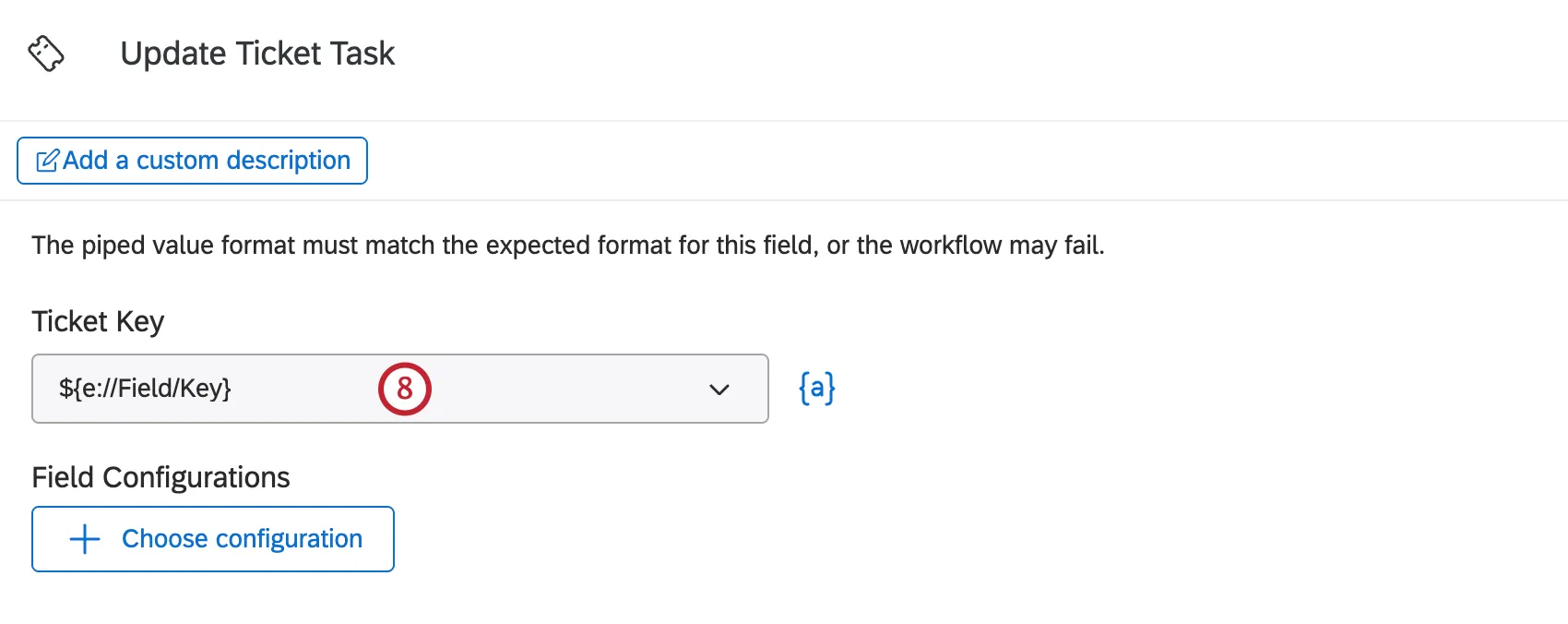 ticket dropdown within an update ticket task