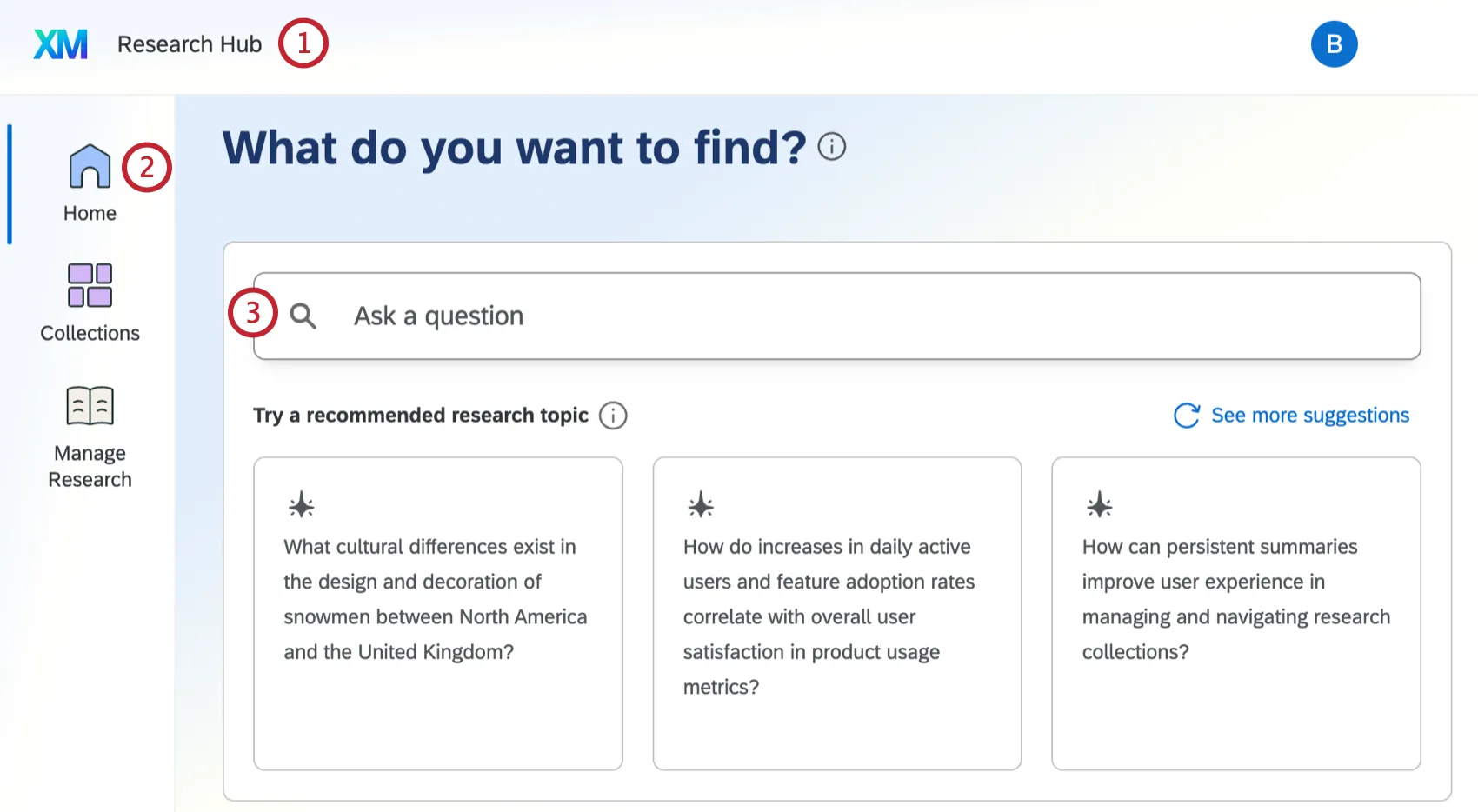 search bar within research hub