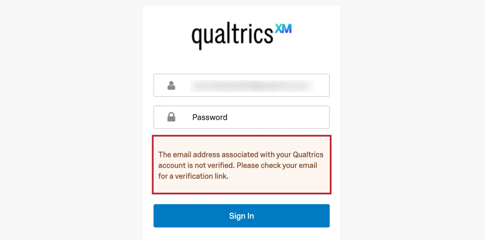 the unverified email message