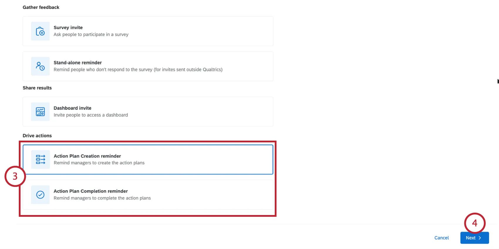 available types of action plan reminder