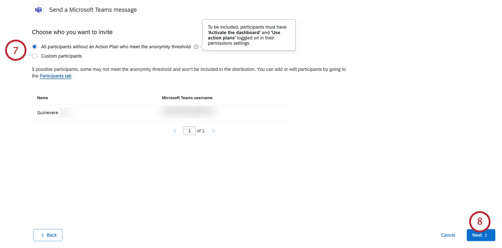 options to select who to distribute the reminder to