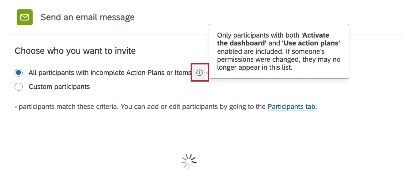 information icon next to the invite options highlighted