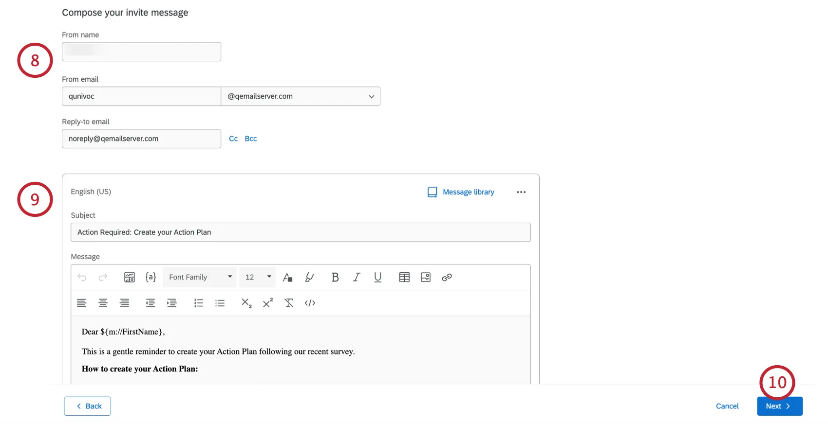 composing the invite message
