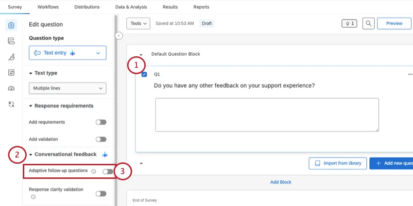 turning on adaptive follow up