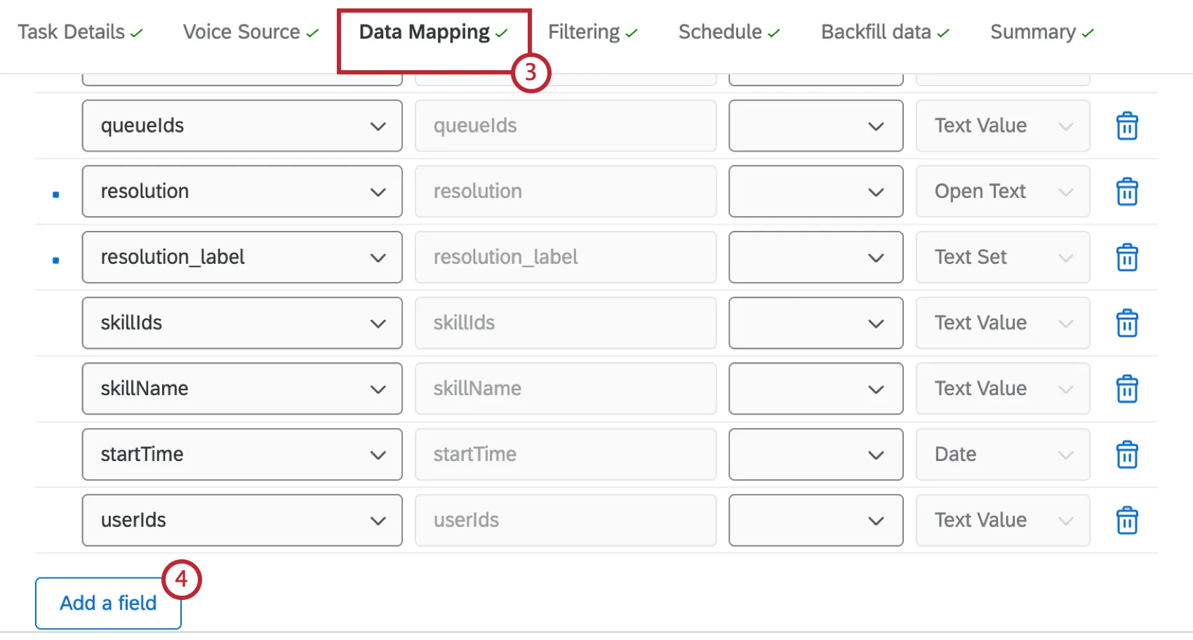 data mapping tab highlighted within a voice project