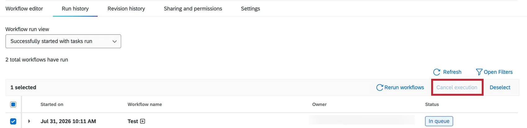 Cancel workflows