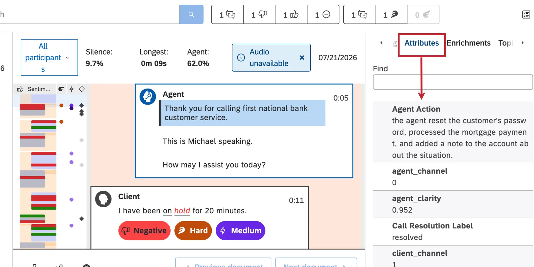 the attributes tab showing automated interaction signals