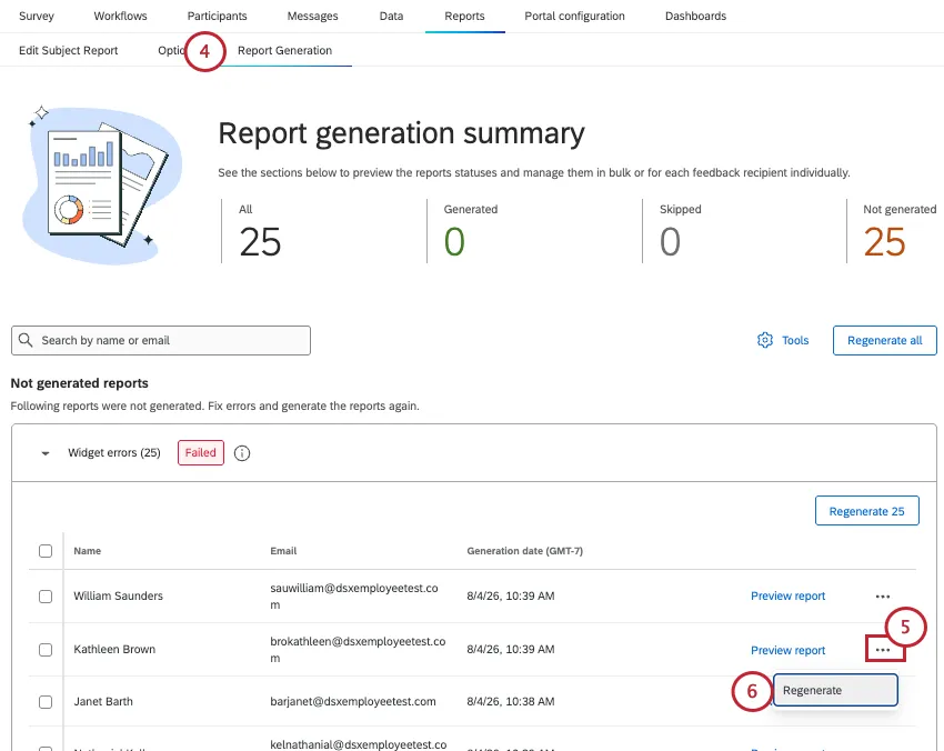 report generation page