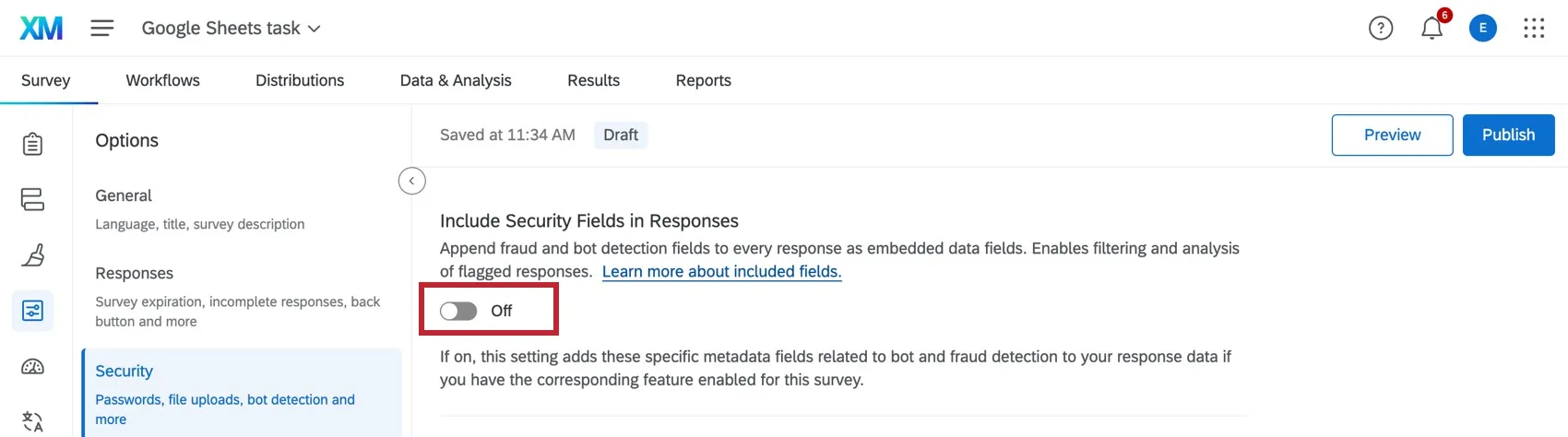 Include Security Fields