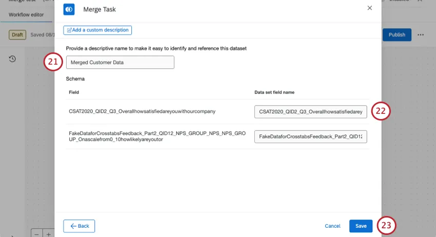 last steps to set up a merge task