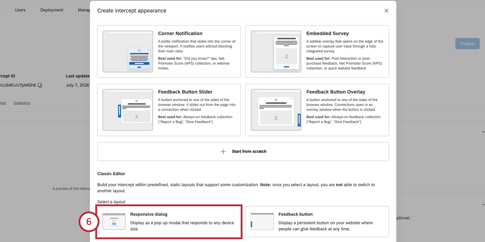 choosing the responsive dialog creative