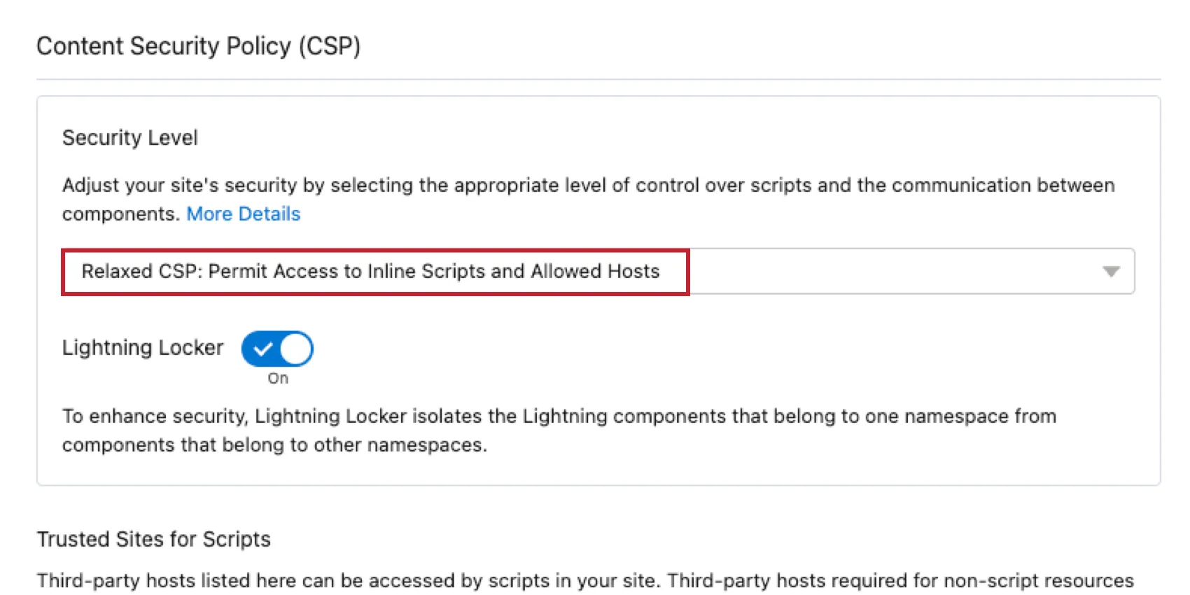 setting the CSP to relaxed