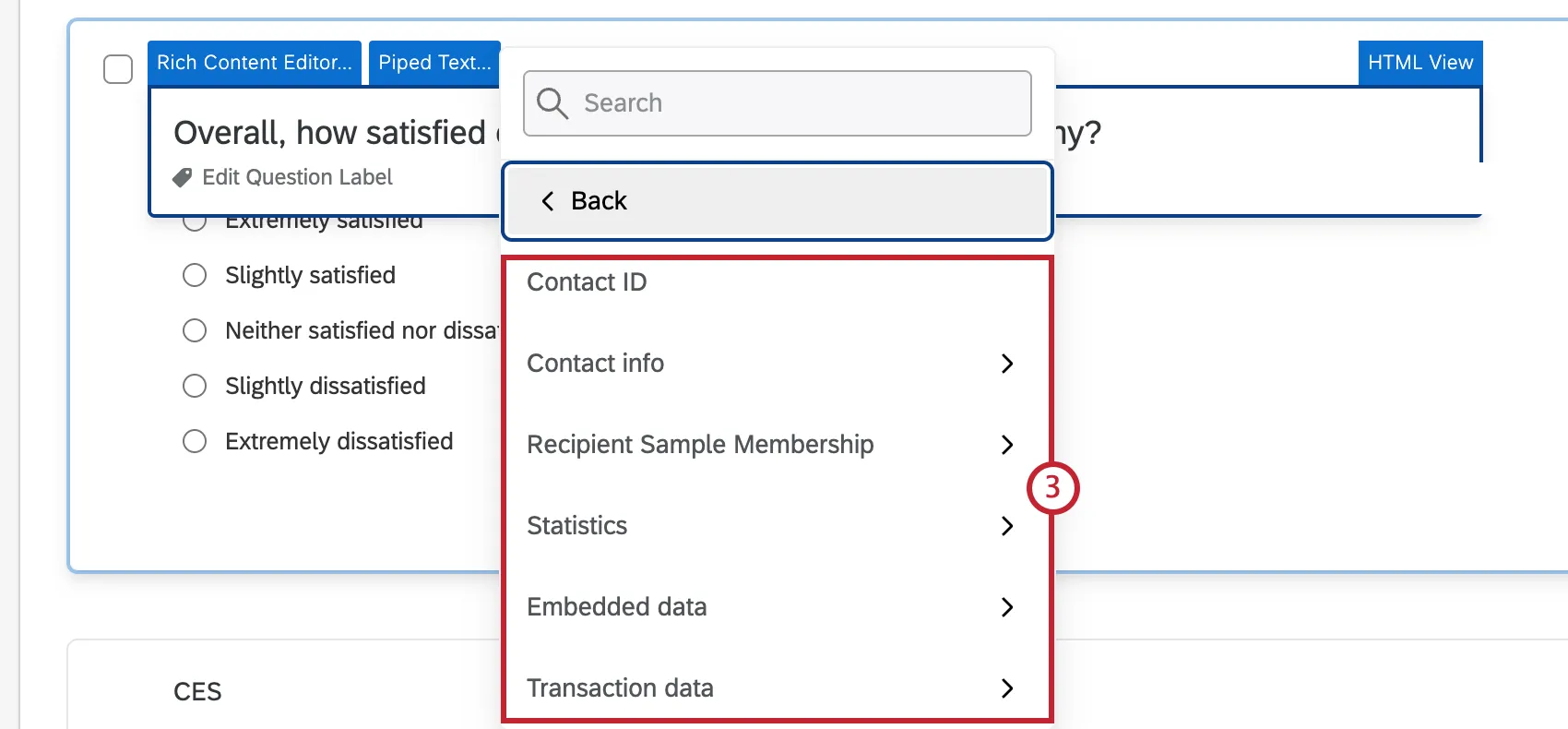 available contact list fields for piped text