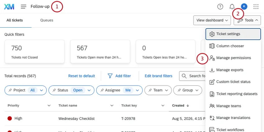 tools button manage permissions
