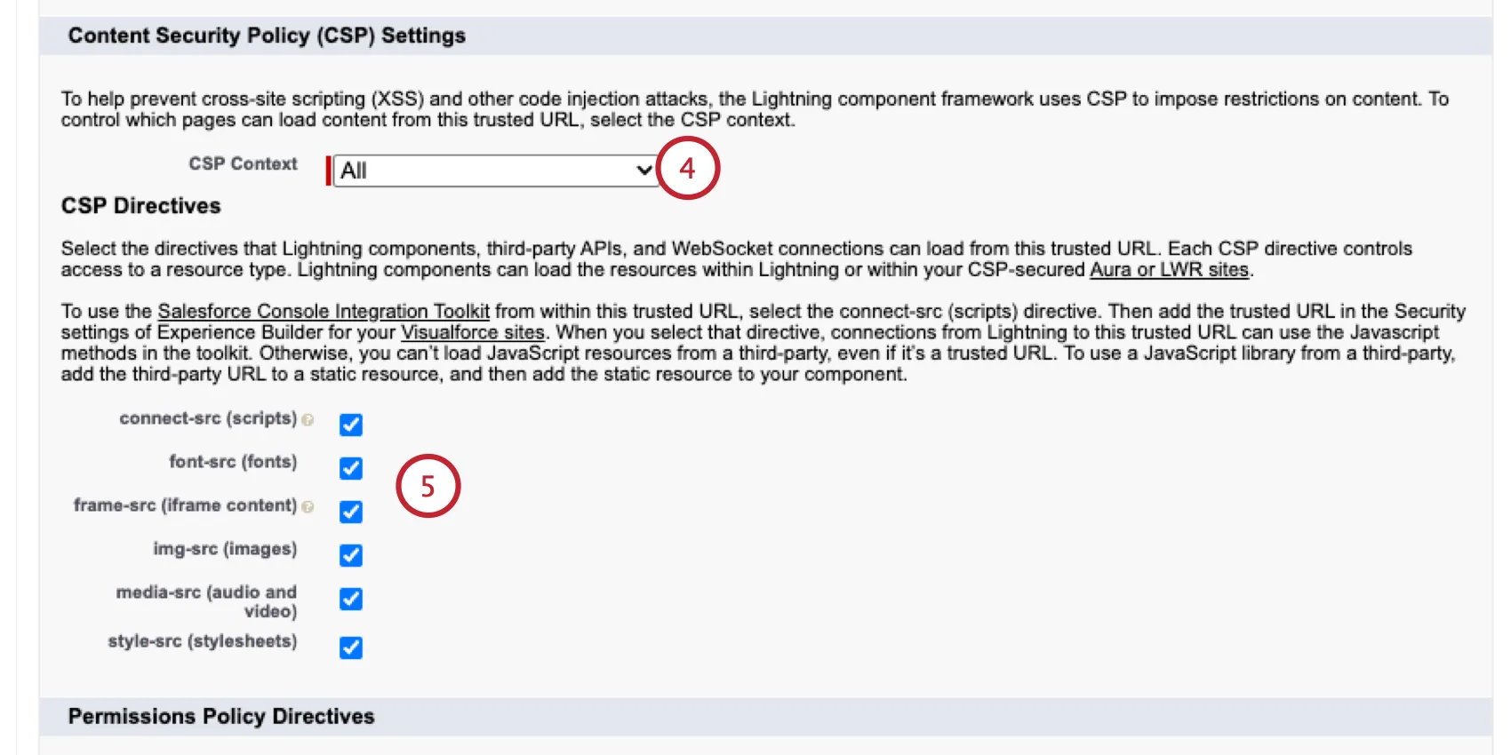 setting the url policies and context