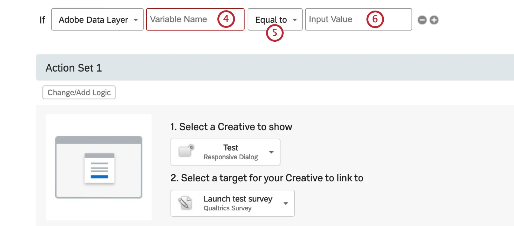 fields to enter the variable name