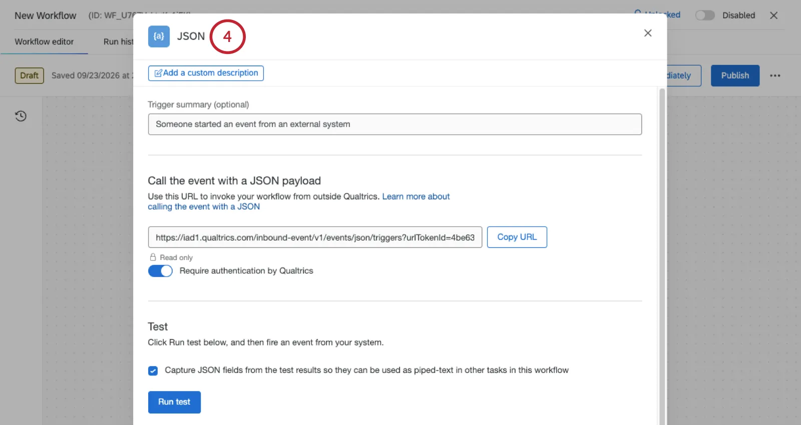 setting up a JSON task