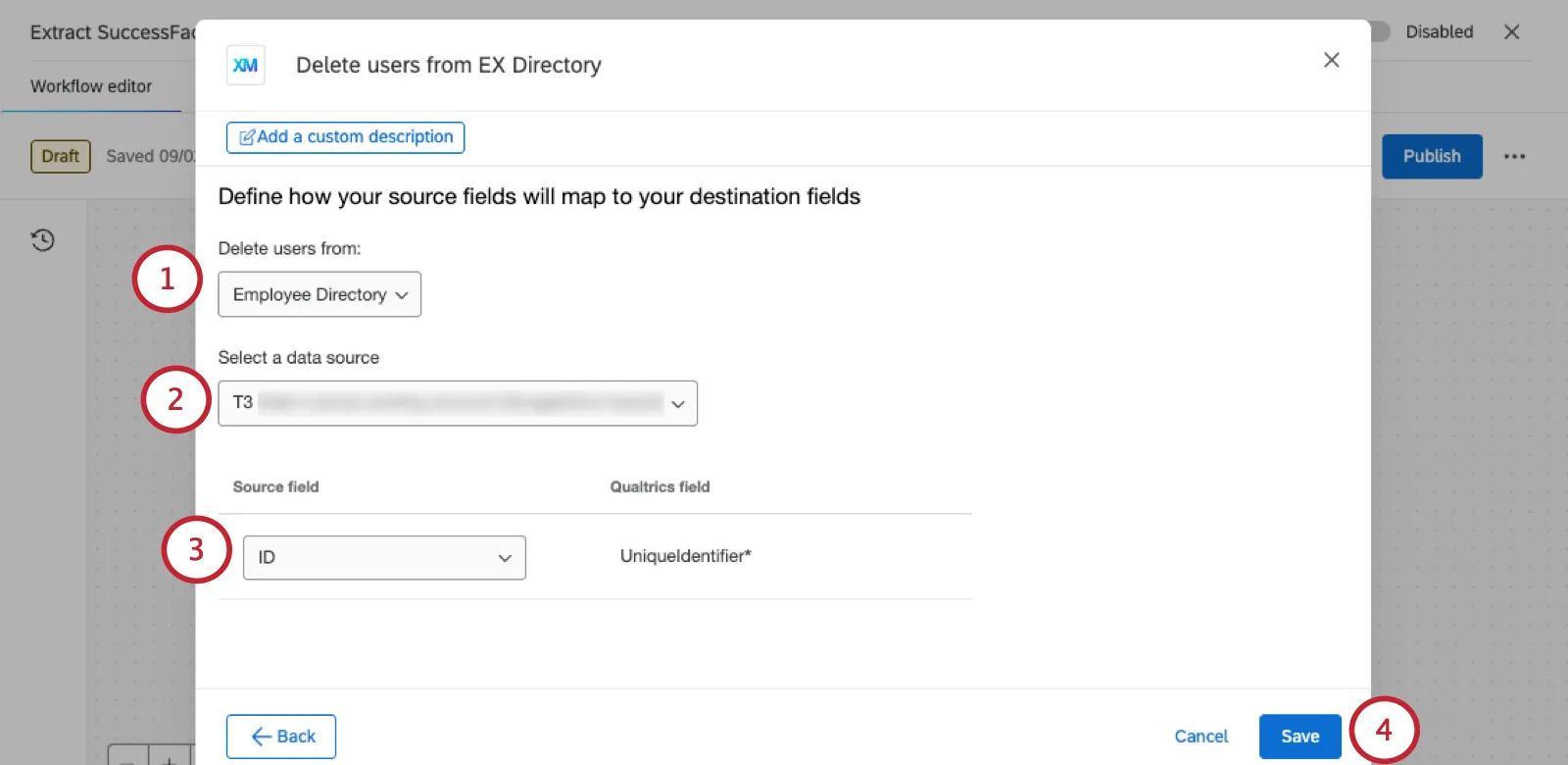 modal where you configure EX user deletion