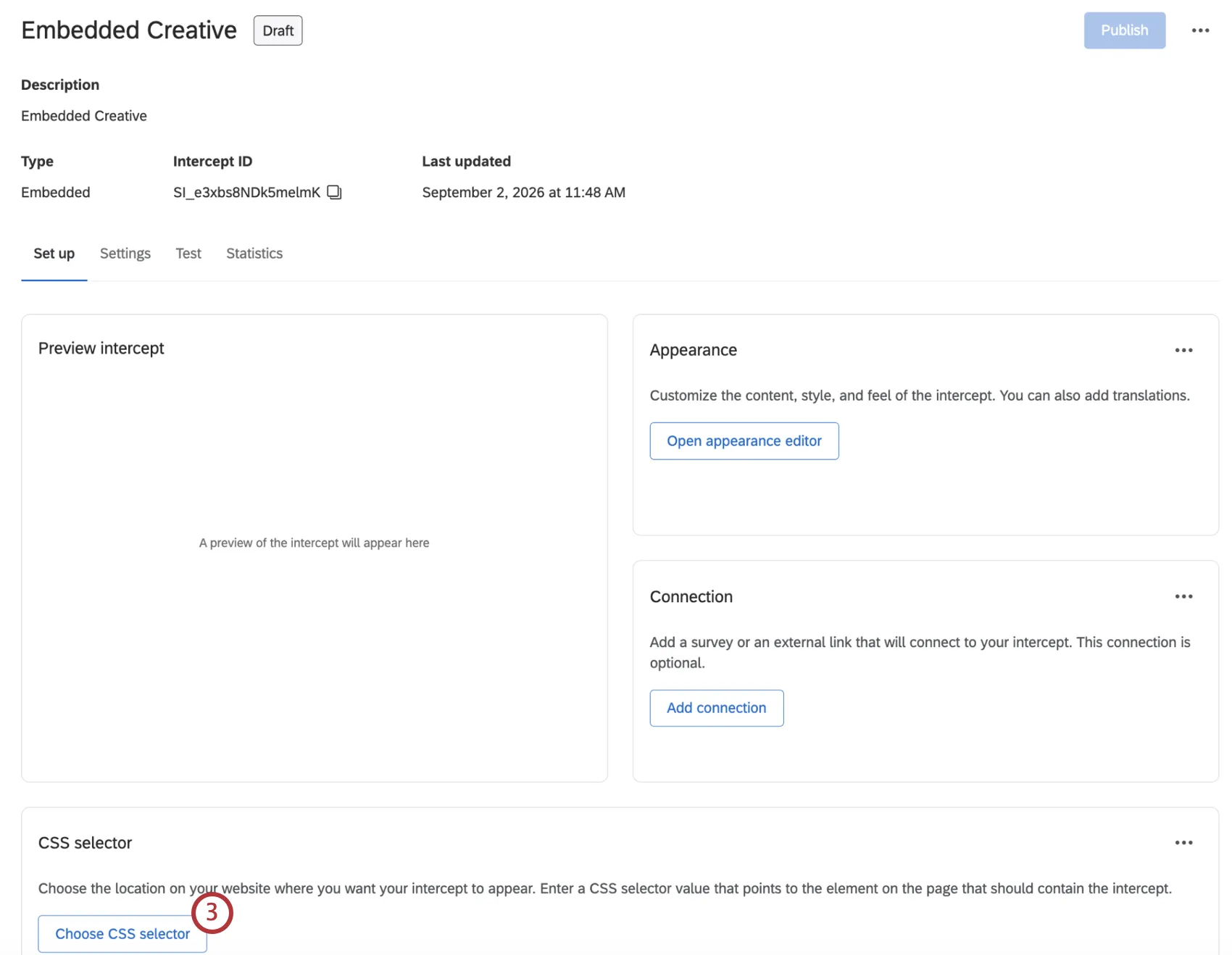 "Choose CSS Selector" button at the bottom of appearance studio