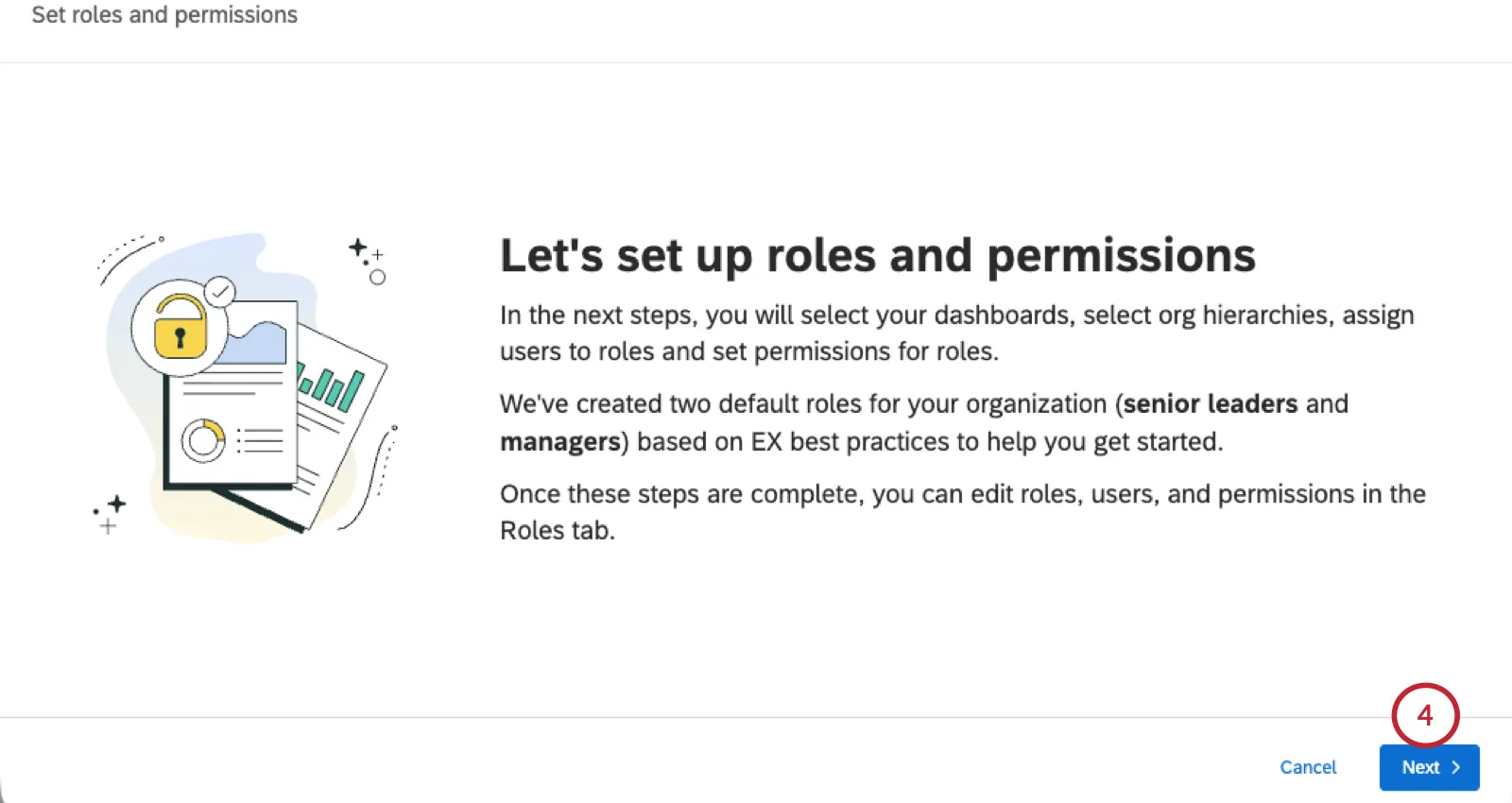 splash page that summarizes the role creation process