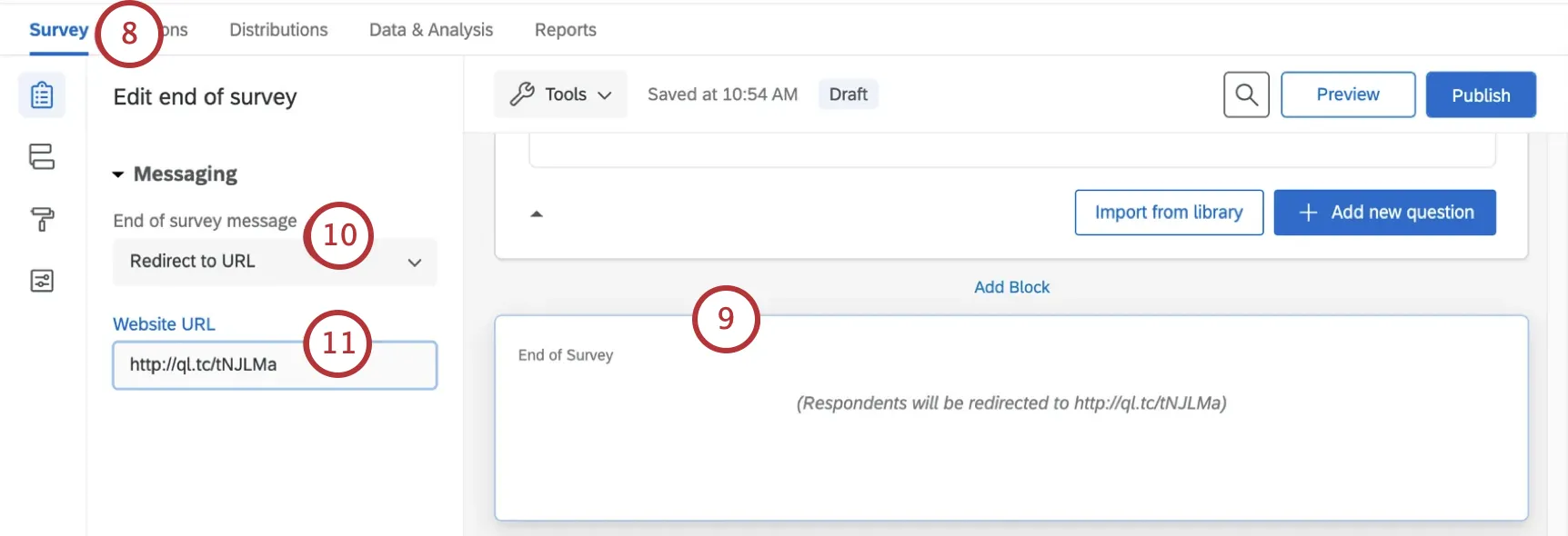 setting up an end of survey redirect