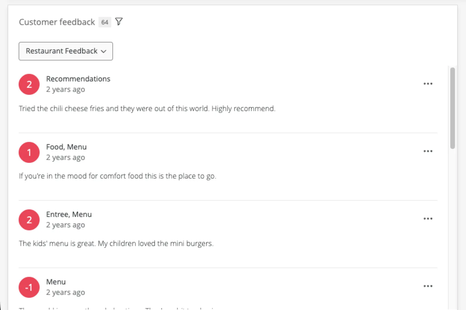 widget that shows individual responses written out
