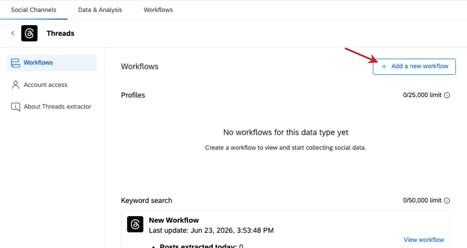 what a social media connector details page looks like