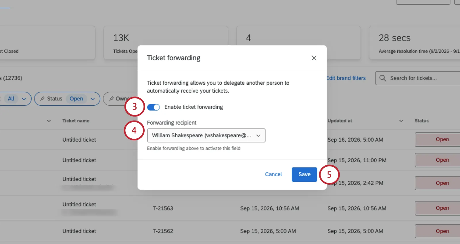 ticket forwarding in the qualtrics platform