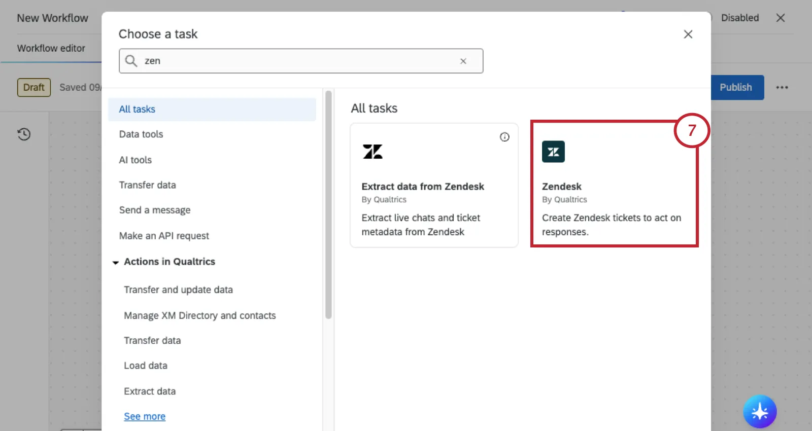 selecting just zendesk task, not extract from zedesk