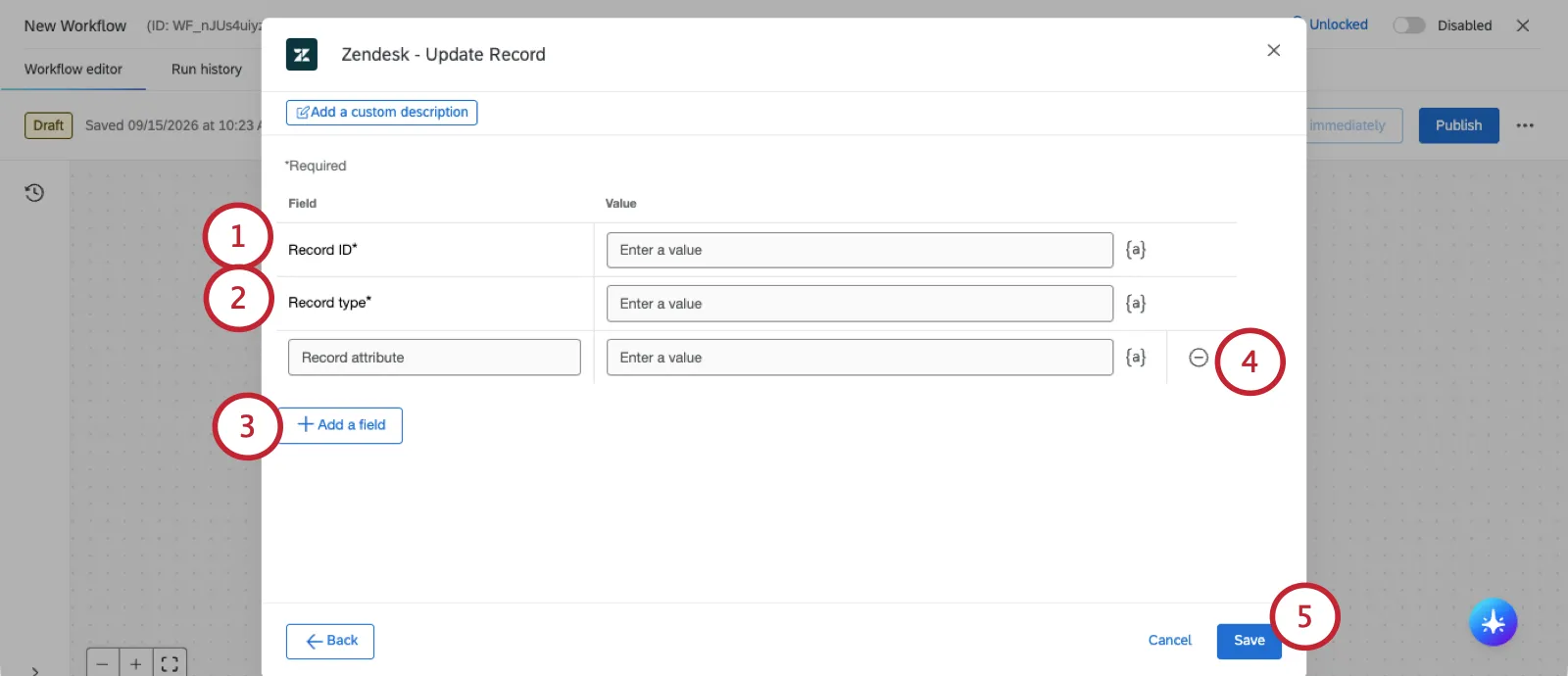 updating a record in zendesk