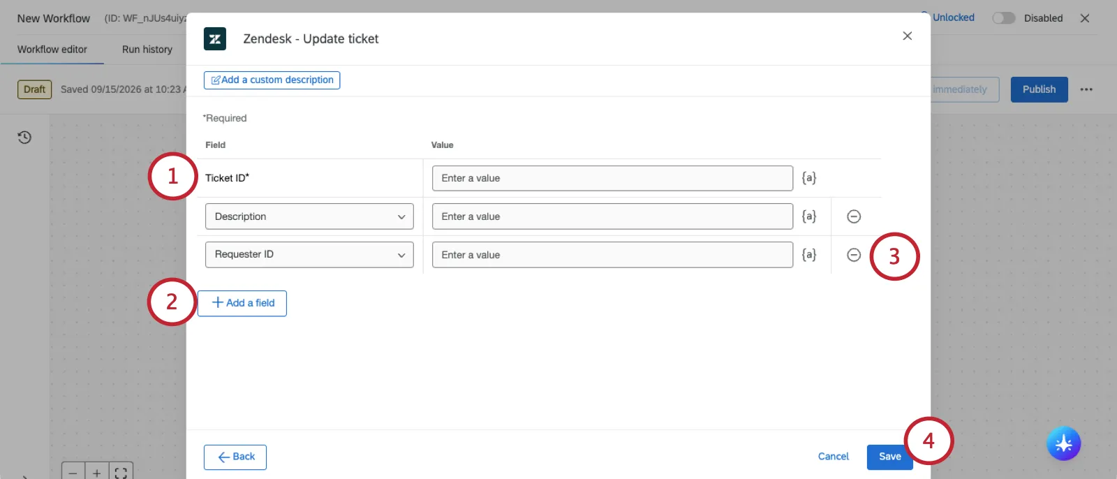 updating a ticket in zendesk