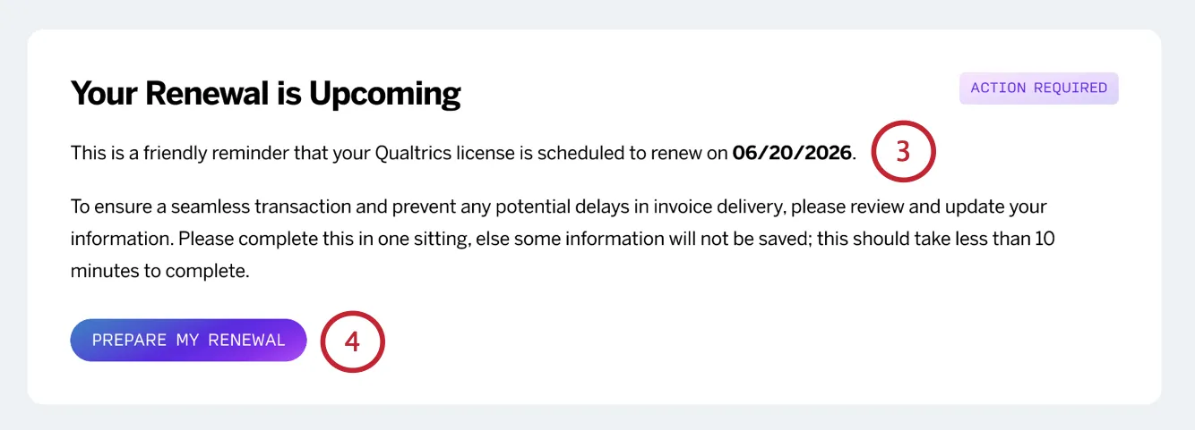 your renewal is coming section of page
