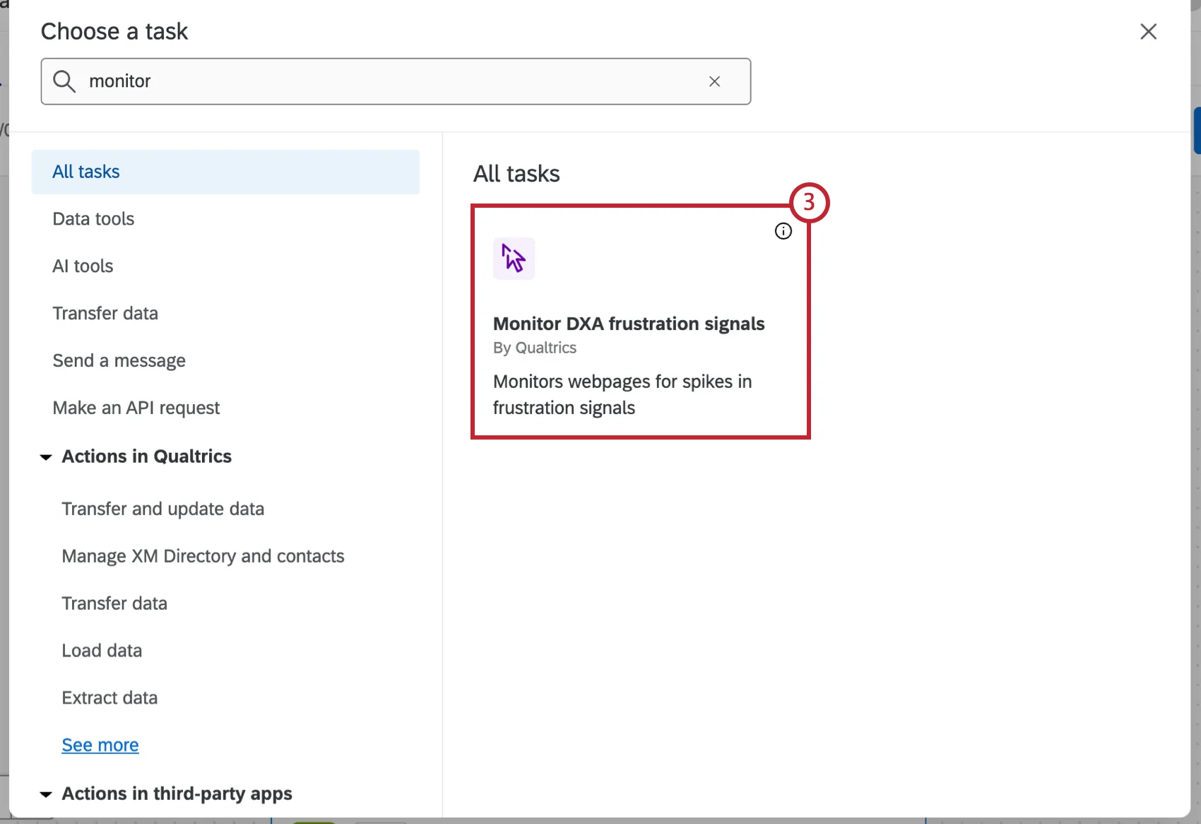 monitor dxa frustration signals task within the task selection workflow
