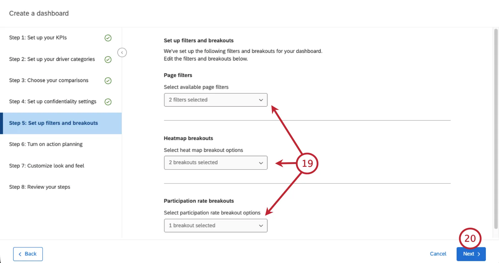 setting up filters in the user interface