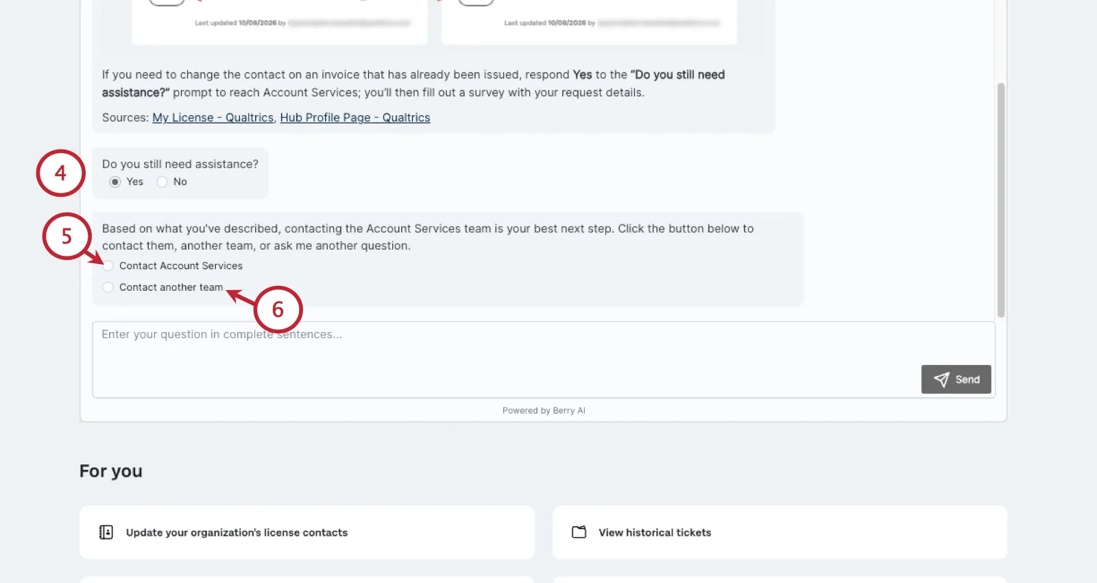 multiple choice options in the AI assistant dialogue 