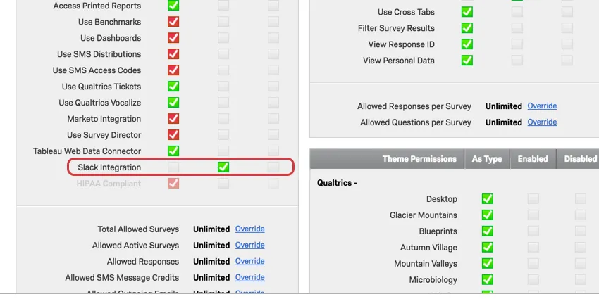 Permiso de integración de Slack
