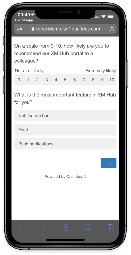 A survey in a mobile browser