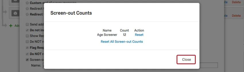 Close button on lower-right