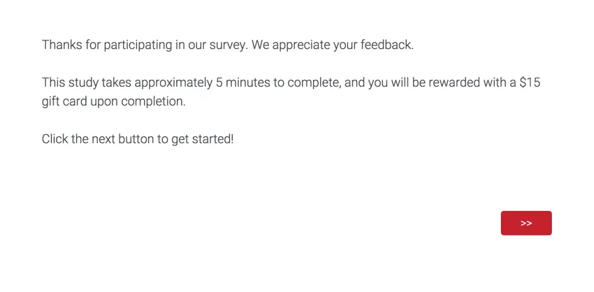 La première page de lEnquête remercie les participants pour leur participation, mais ne comporte pas encore de questions.