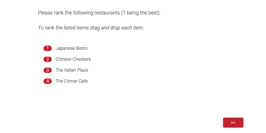 アイテムのドラッグ＆ドロップを尋ねる質問。番号が付いている。