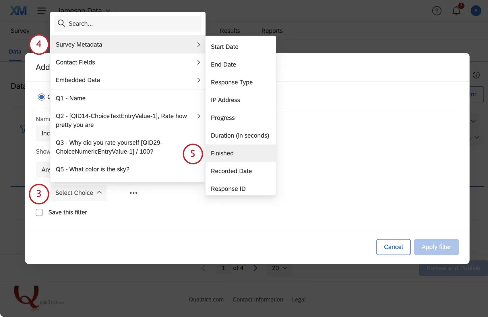 adding a filter to filter for partial responses