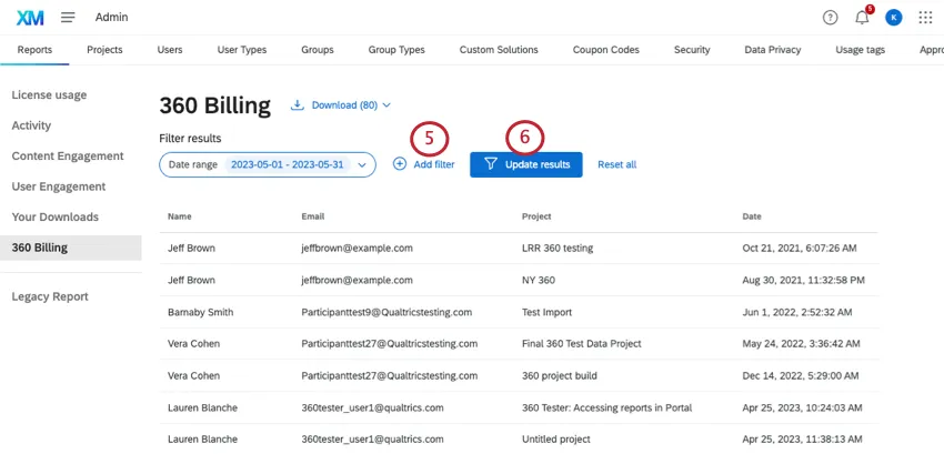 Button to update filter results