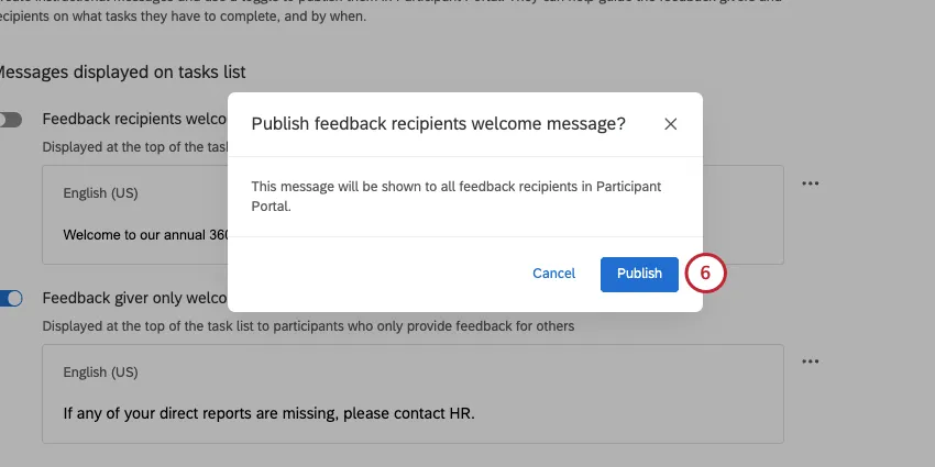 new modal showing publish button