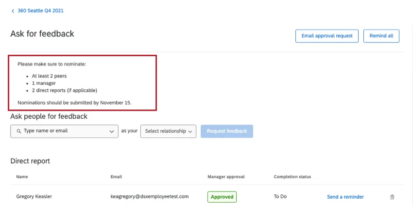 Mensaje de invitación a evaluadores que se muestra en el Portal del Participante