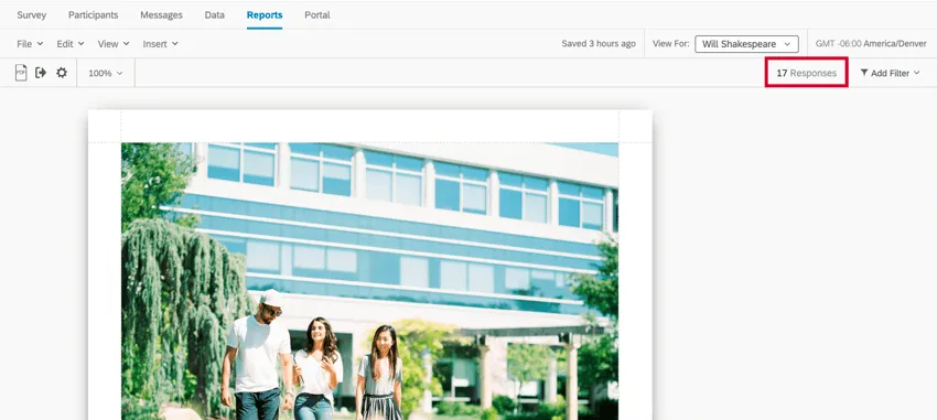 die Anzahl der Antworten auf der rechten Seite der Symbolleiste